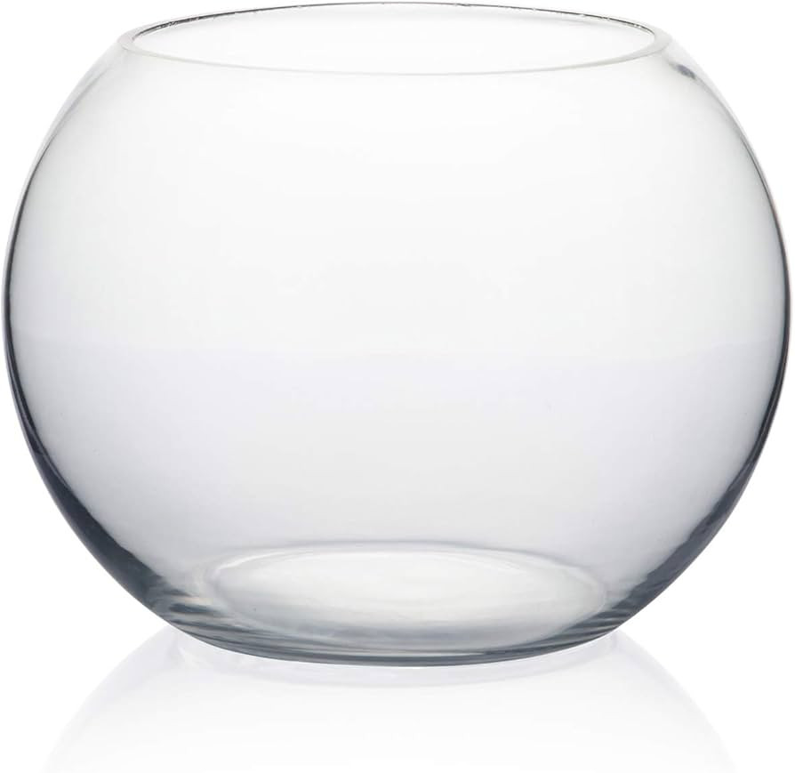 WGVI Bowl Glass Vase, Diameter 8", Height 6", Open Width 5", (Multiple Sizes Choices) Clear Bubbl... | Amazon (US)