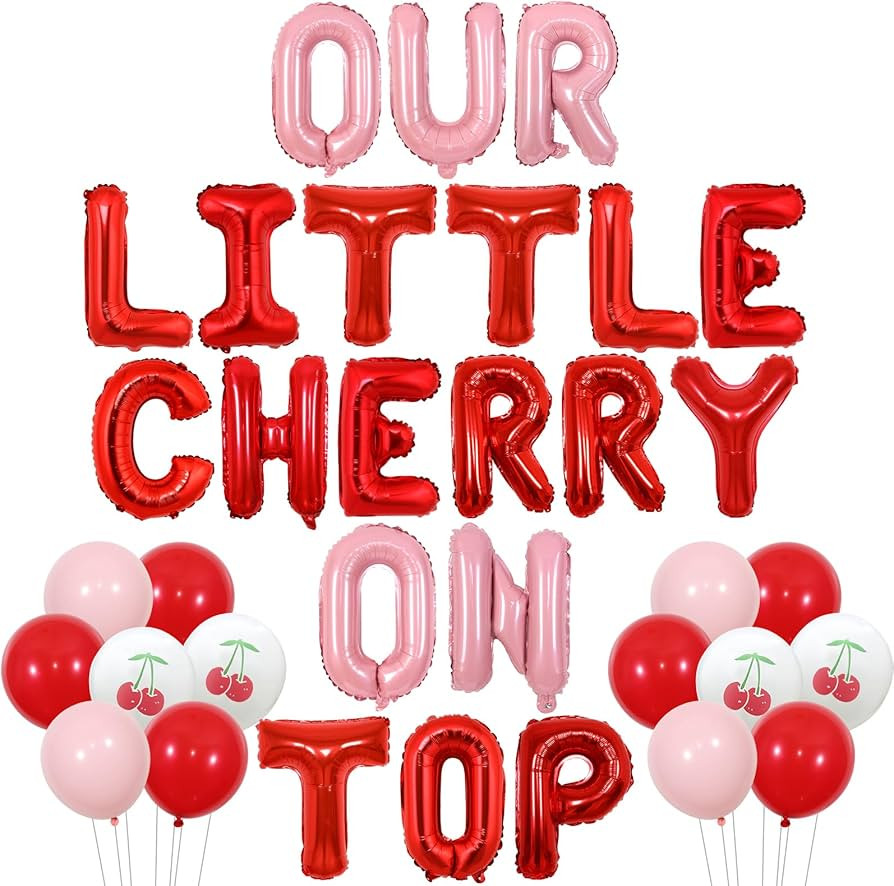 Cherry Birthday Decorations Our Little Cherry on Top Balloon Banner Cherry Baby Shower with Cherr... | Amazon (US)