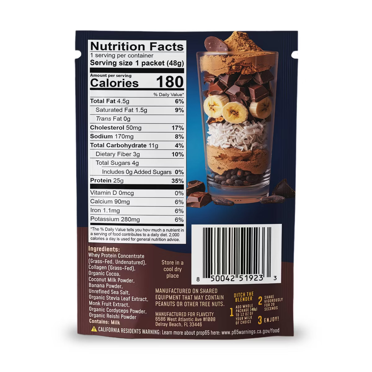 FlavCity Single Serve Protein Smoothie Powder - Chocolate - 48gms | Target