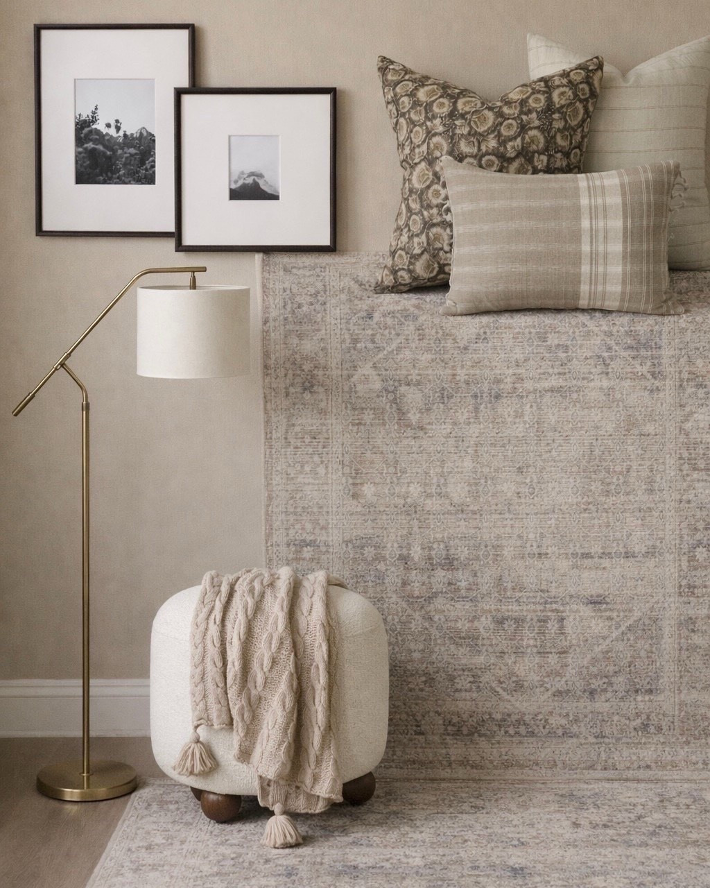 Neutral Designer Living Room Curated Collection — Rug, Pillows, Lamp & Wall Art

Follow @farmtotablecreations on Instagram for more high-end looks for less 🤍

Sharing a beautifully layered neutral collection that instantly elevates any living room. This vintage-inspired rug sets the foundation with soft texture and subtle pattern, while the mix of designer-style pillows adds warmth and depth without overwhelming the space. The brass floor lamp brings in that perfect touch of contrast and glow, and the timeless black-and-white artwork finishes the look with a calm, collected feel. Every piece is versatile, cozy, and designed to mix seamlessly into a neutral home.

#livingroom #livingroomdecor #rugs #livingroomrug #pillows #throwpillows #floorlamp #wallart #neutraldecor #homedecor #livingroomfurniture

#LTKSaleAlert #LTKHome