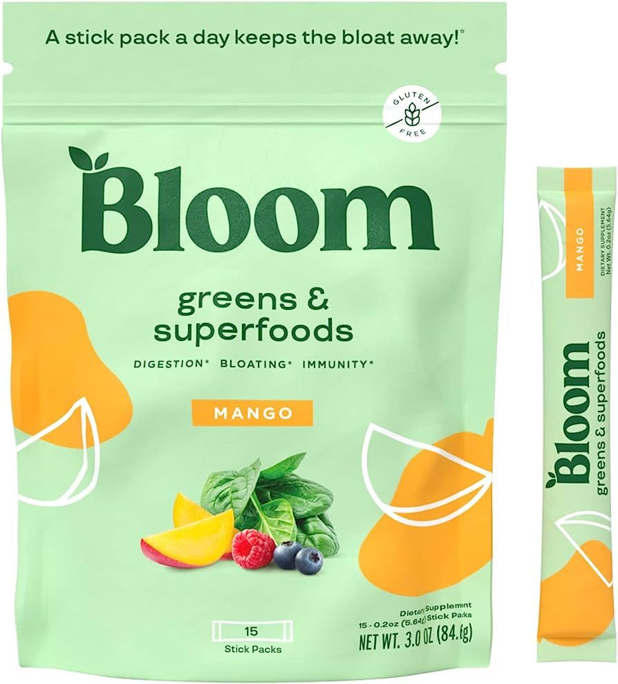 Bloom Nutrition Super Greens Powder Smoothie Mix, 15 Stick Packs - Probiotics for Digestive Healt... | Amazon (US)