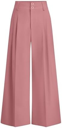 PRETTYGARDEN Womens Spring Wide Leg Palazzo Pants 2026 Trendy Loose Button High Waist Pleated Wor... | Amazon (US)