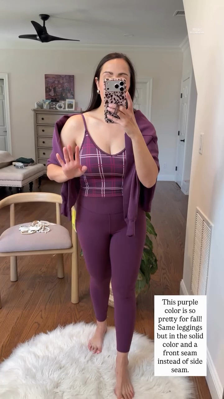 This purple color is so pretty for fall! Same leggings but in the solid color and a front seam instead of side seam.  @target @targetstyle