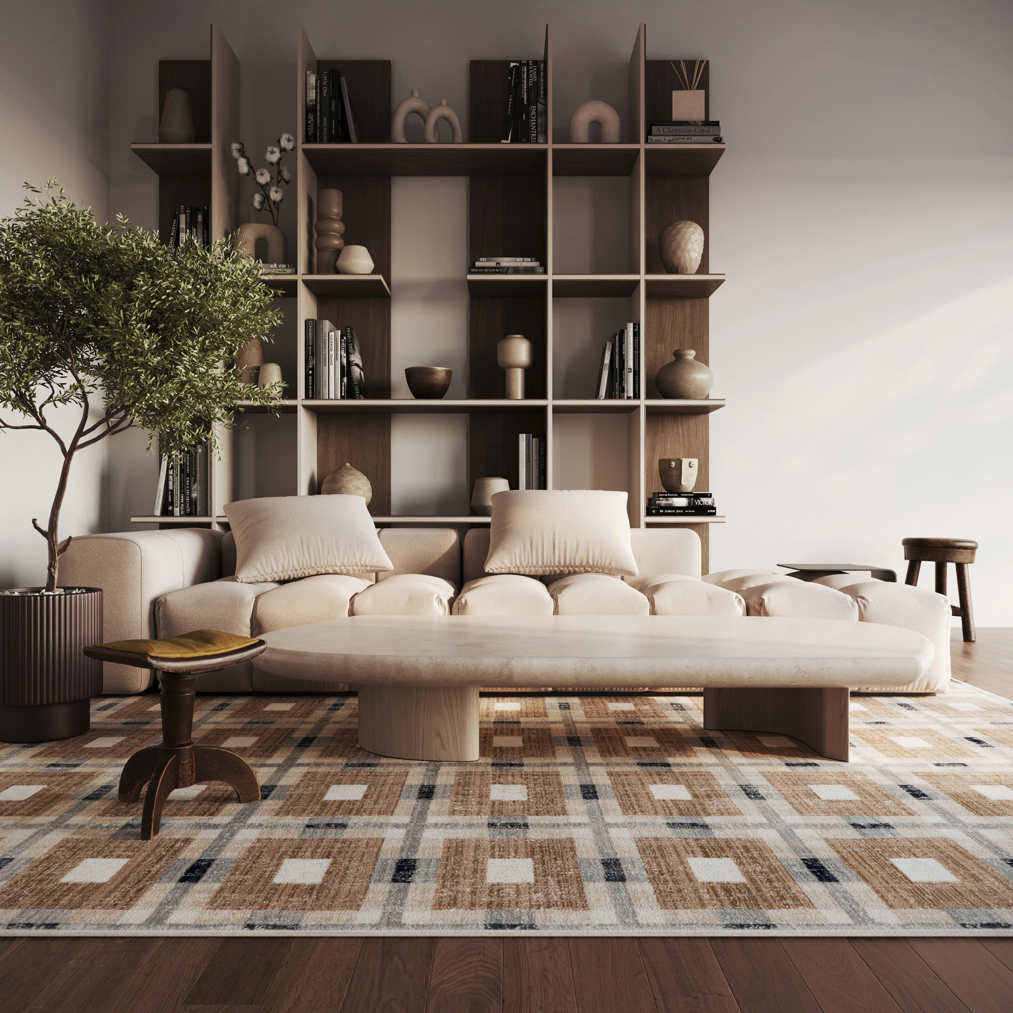 nuLOOM Sorelle Modern Plaid Area Rug one_size in Brown | 200BDSN76A-2808 | Lowe's