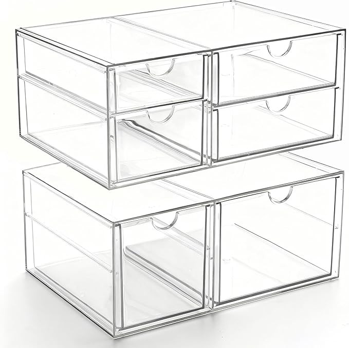 Prsildan Acrylic Drawer Makeup Organizer with 6 Drawers (Not for Baby Bottle), Set of 2 Office De... | Amazon (US)