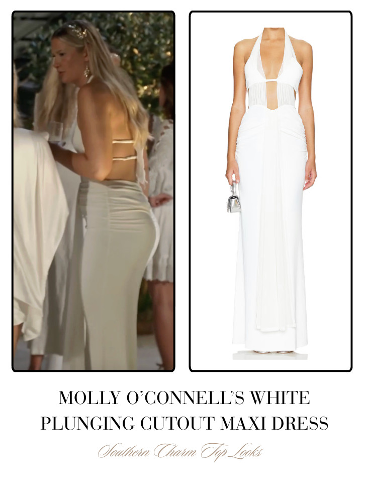 Molly O'Connell's White Plunging Cutout Maxi Dress  

 