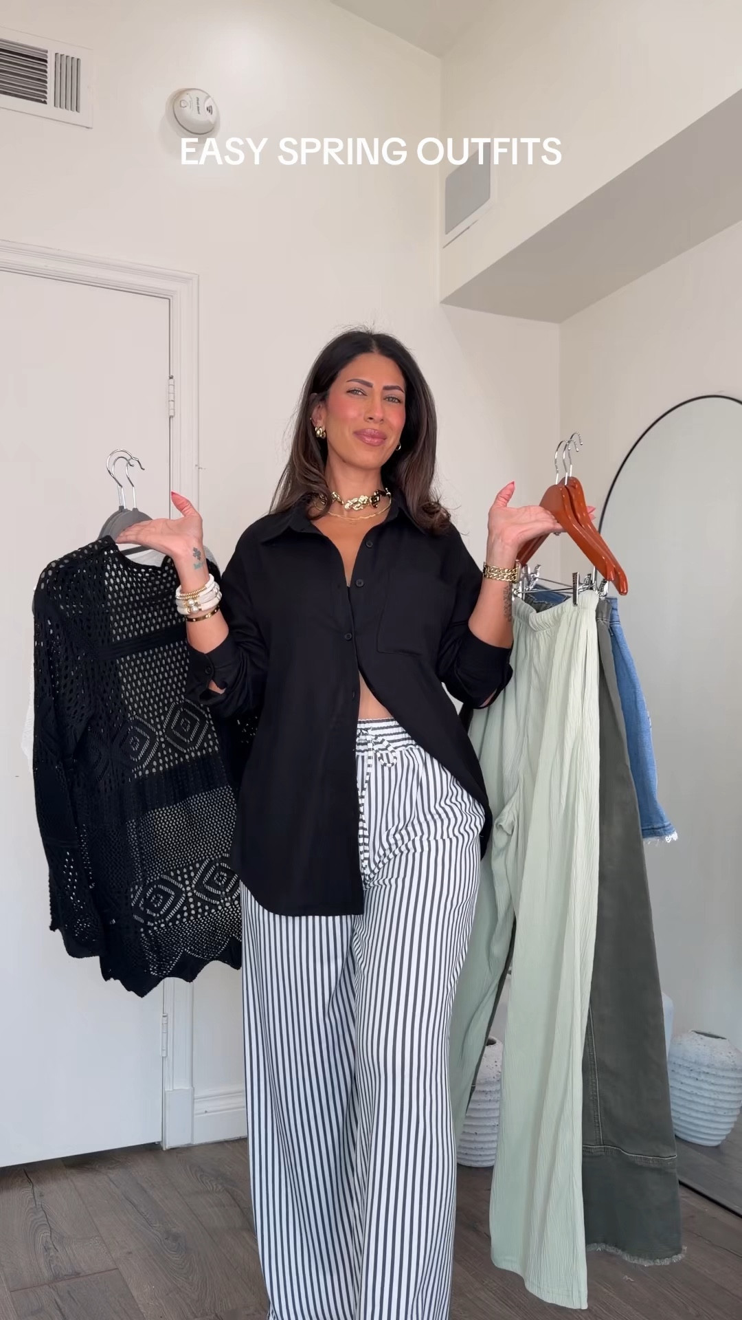 Easy spring outfit ideas! 

Outfit 1: linen pants are so comfy and cute. Wearing size medium. Top is see through, wearing strapless bra under. The strap for the top can be made into a bow on the sleeve.

Outfit 2: denim shorts size medium, they’re stretchy and so cute. 

Outfit 3: striped pants are so cute and comfy, wearing medium. Linen button down is so breathable! 

Outfit 4: loving these jeans, wearing medium. Poncho is so cute throughout spring and summer 




#LTKSeasonal #LTKMidsize #LTKootd