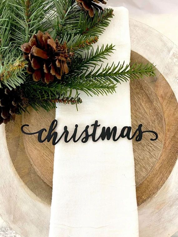 Christmas, Believe, Merry, Peace, Words Christmas Dining Table Wood Signs, Christmas Plate Orname... | Etsy (US)