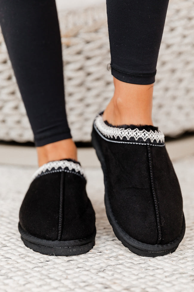 Carlee Black Slipper | Pink Lily