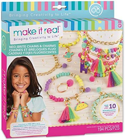 Make It Real: Neo-Brite Chains & Charms Kit - Create 10 Unique Cord & Tassel Charm Bracelets, 195... | Amazon (US)