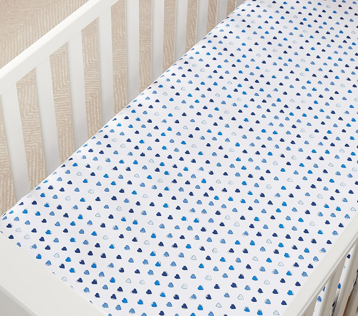 Roller Rabbit Multi Hearts Organic Crib Fitted Sheet | Pottery Barn Kids