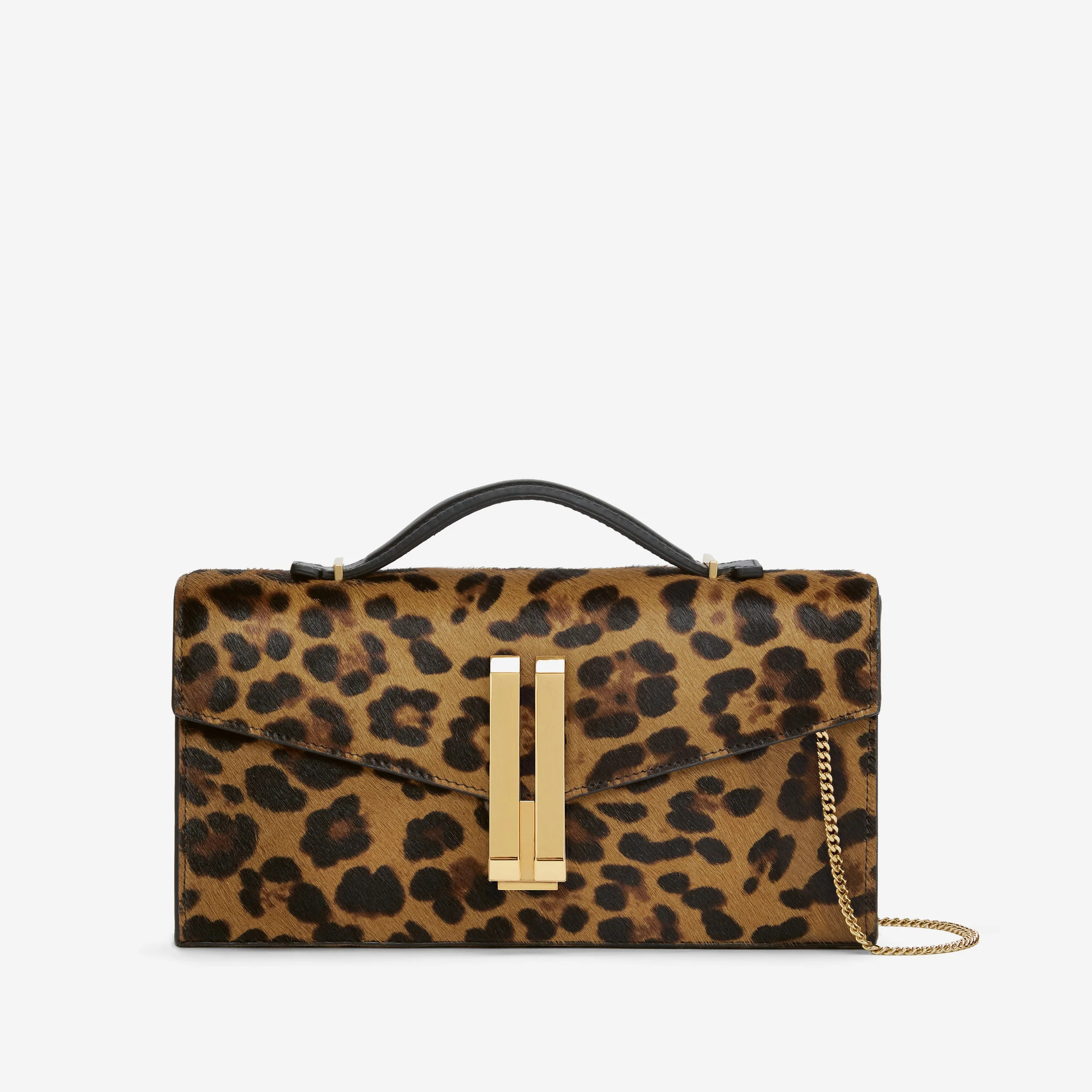 The Vancouver Clutch | Leopard Effect Calf Hair & Black Smooth | DeMellier | DeMellier
