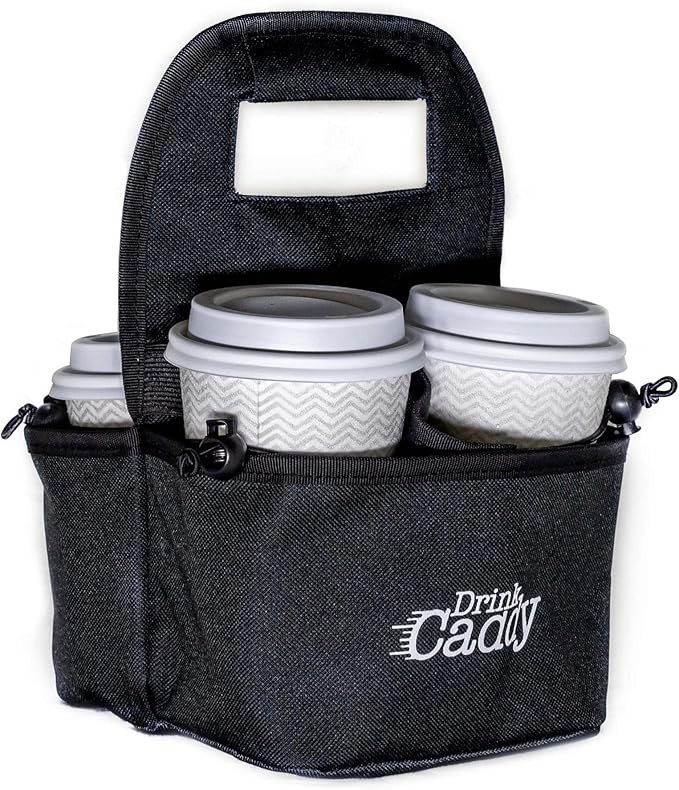Drink Caddy Portable Drink Carrier and Reusable Coffee Cup Holder - 4 Cup Collapsible Tote Bag wi... | Amazon (US)