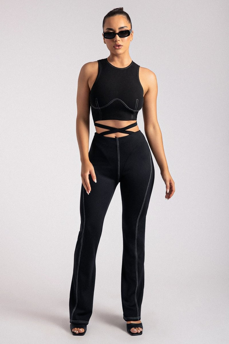 Cali Panelled Ponti Pants - Black | MESHKI US