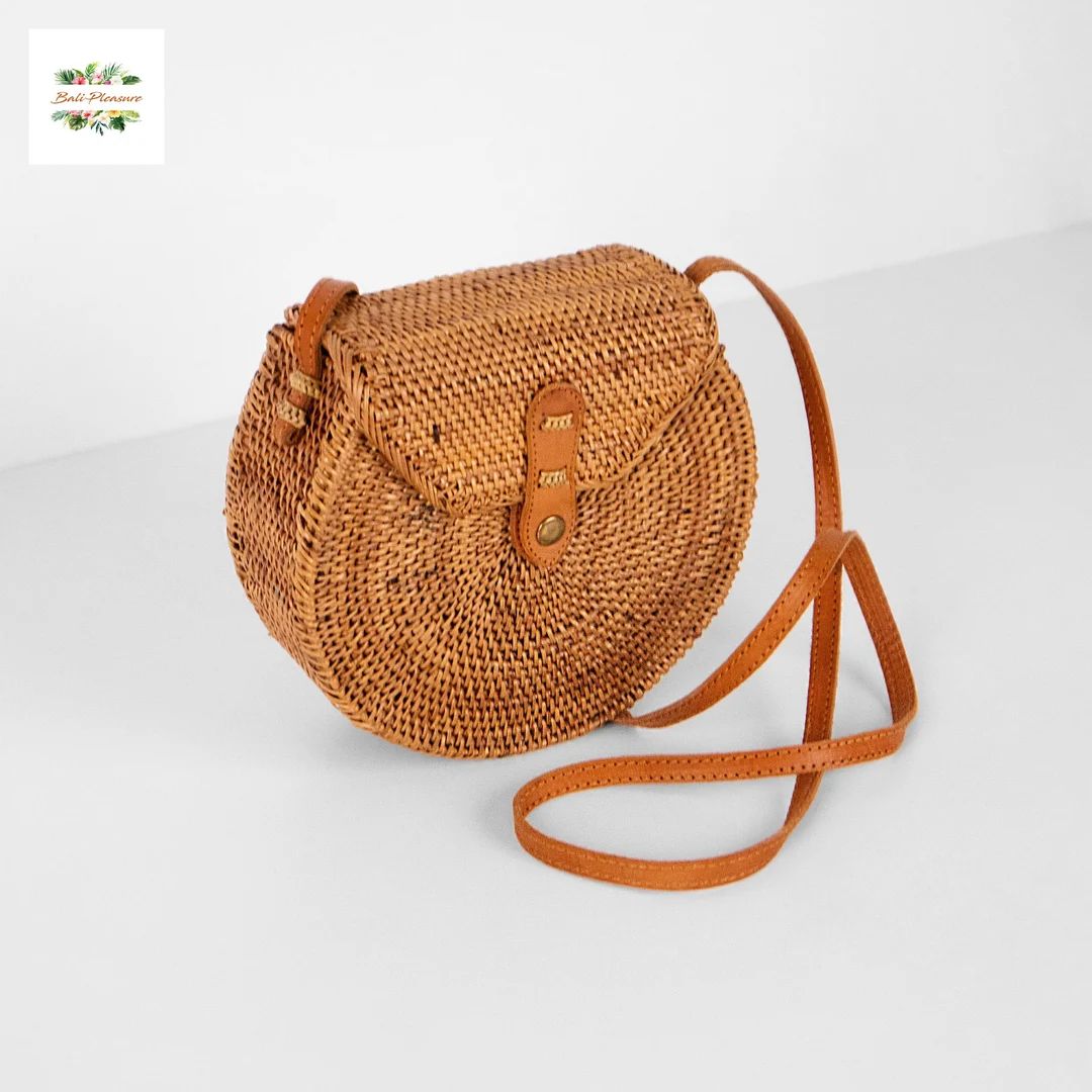 Half Moon Rattan Bag Bali Bag Woven Summer Bag Boho Bag Rattan Purse for Women Gift for Her Trend... | Etsy (US)