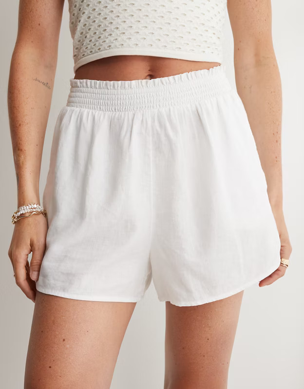 Aerie Pool-To-Party Linen Blend High Waisted Short | Aerie