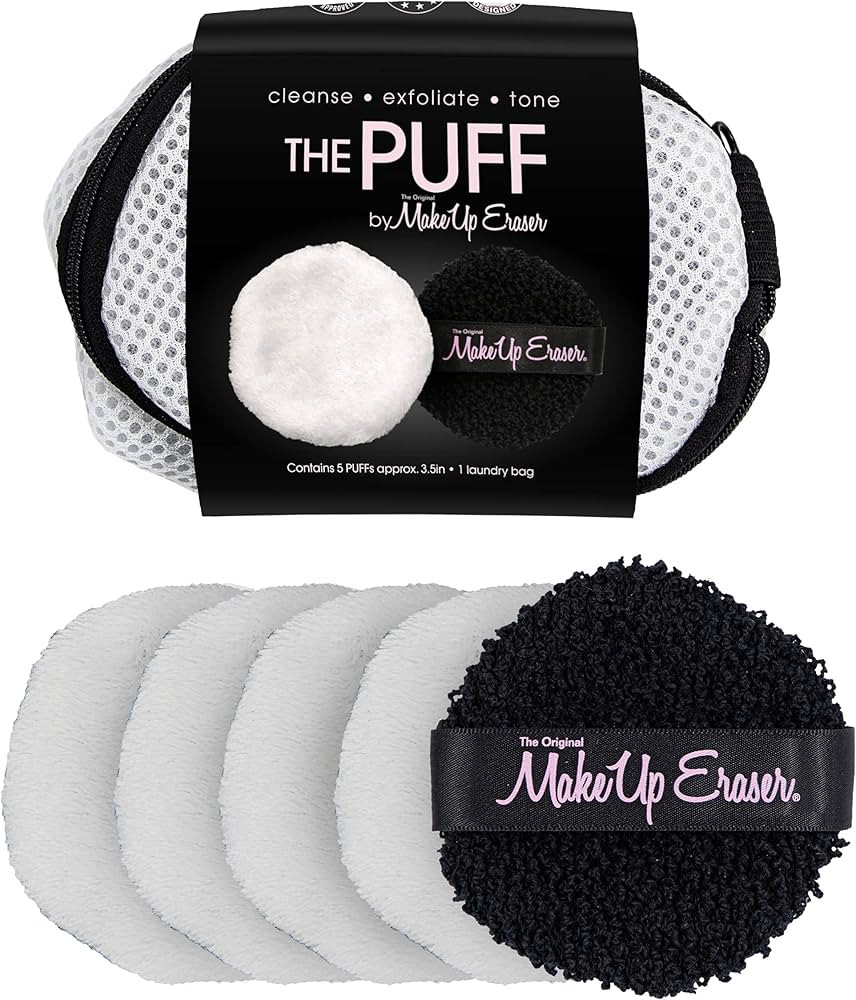 MakeUp Eraser Puff 5pc Set, Reusable and Machine Washable Rounds, Laundry Bag Included,5 Count (P... | Amazon (US)