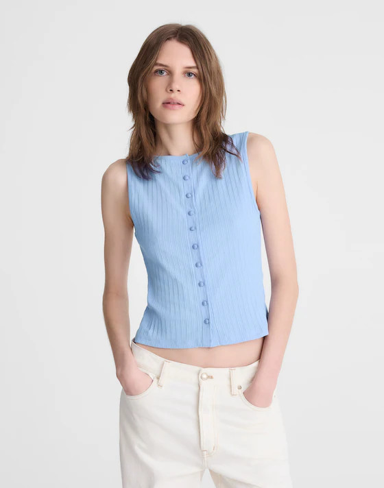 Ribbed Crewneck Shell Top | Madewell