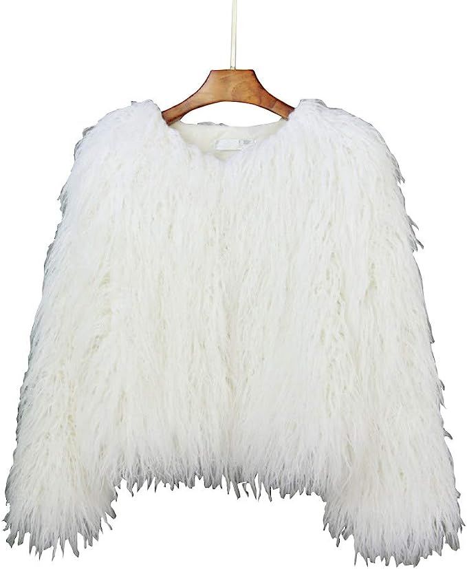 Adonis Pigou Winter Fluffy Faux Fur Coat Women's Shaggy Jacket Long Sleeve Outwear | Amazon (US)