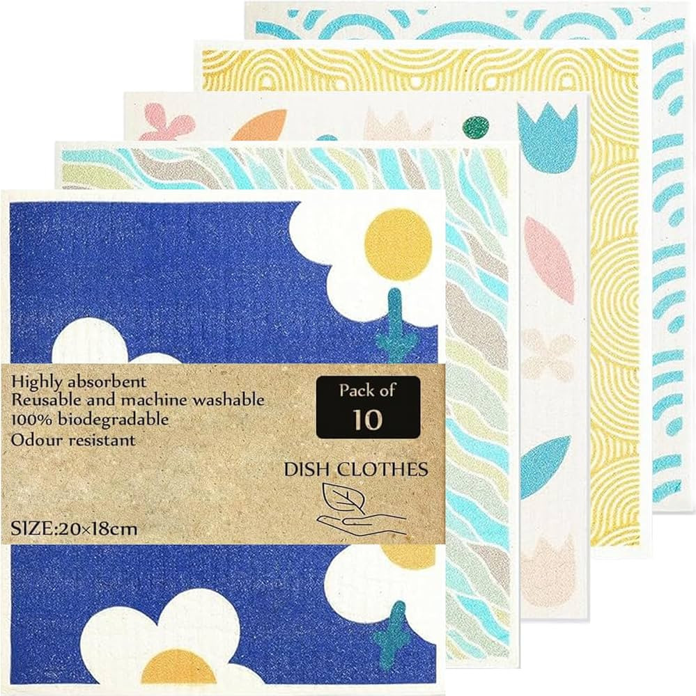 KMAKII Swedish Dishcloths Reusable, Absorbent, Quick-Drying Sponge Cloths for Kitchen and Counter... | Amazon (US)