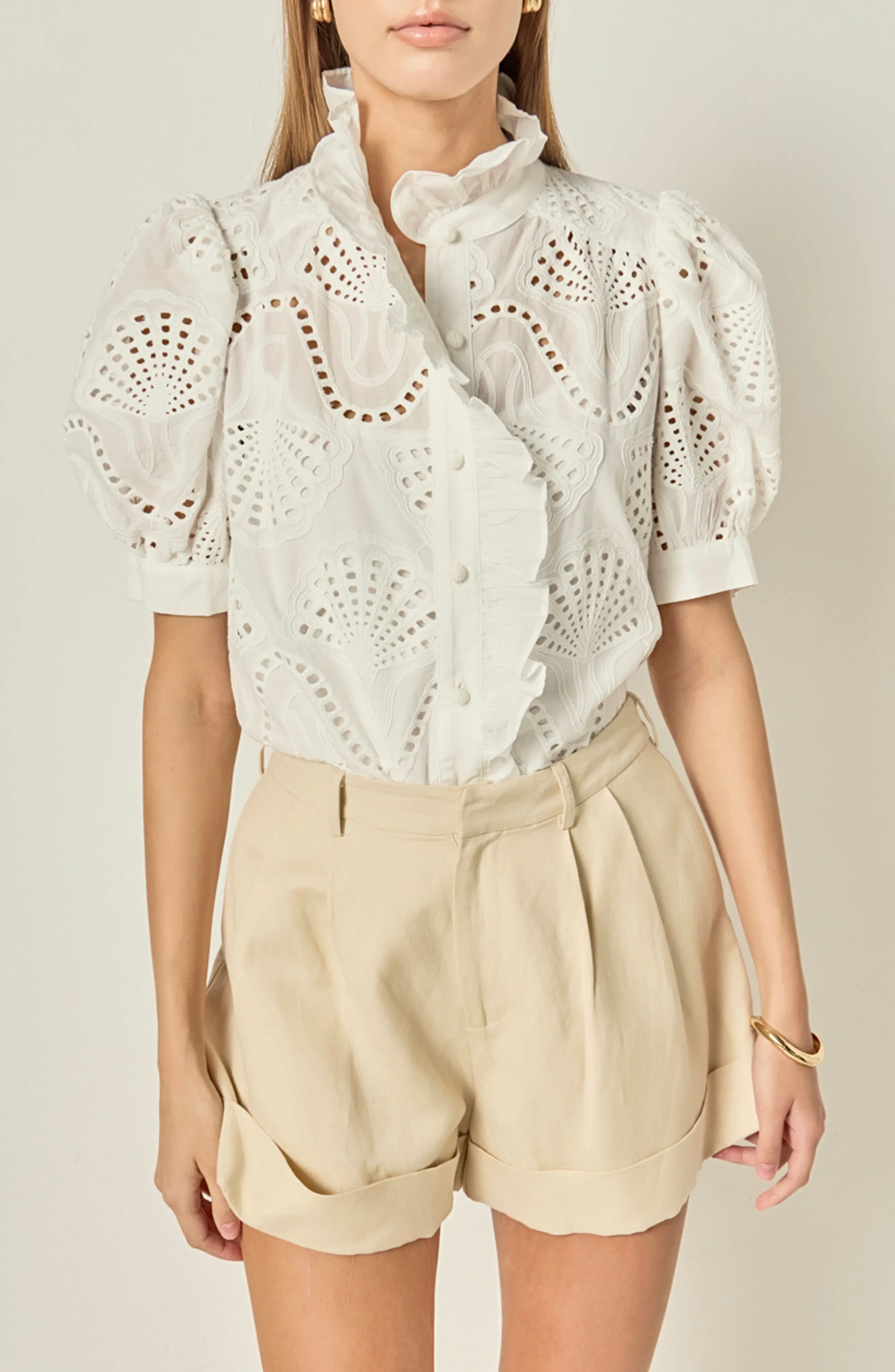English Factory Embroidered Ruffle Eyelet Cotton Top (Women) | Nordstrom | Nordstrom