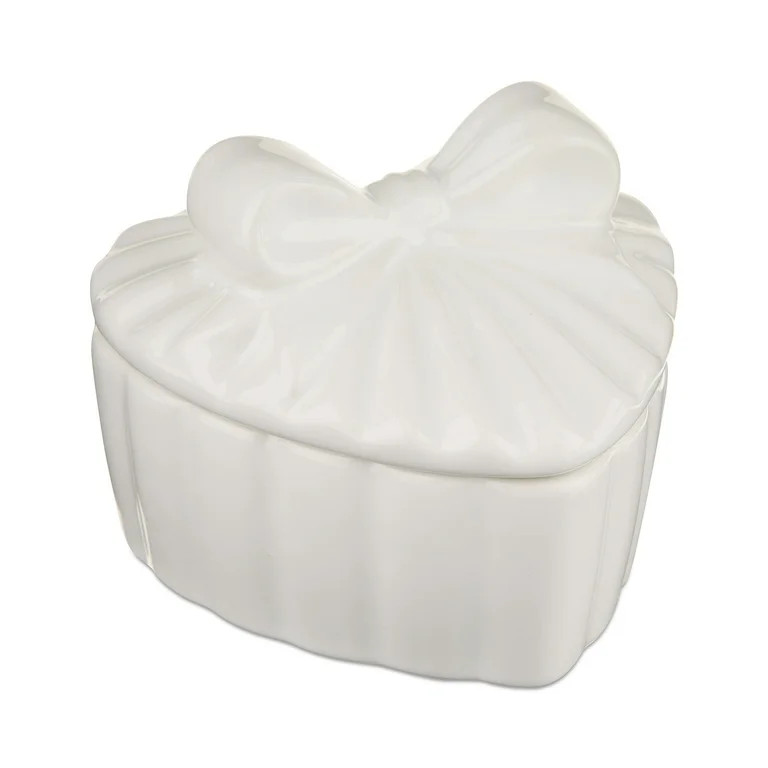 Ceramic Heart-Shaped Trinket Box, White, Valentine's Day by Way To Celebrate | Walmart (US)