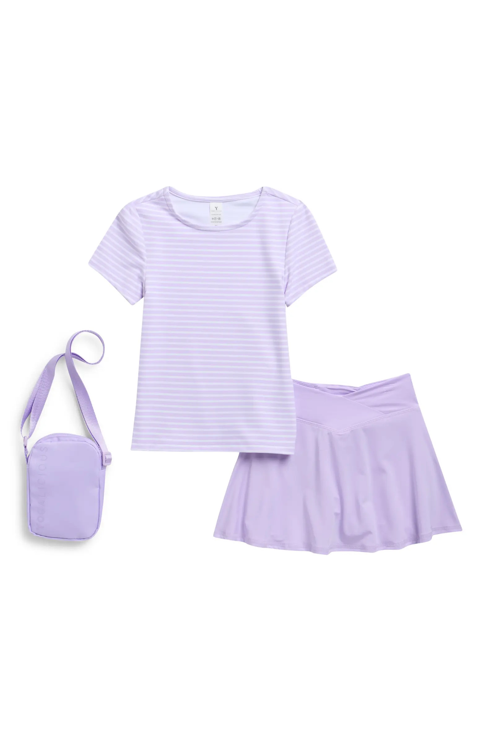 YOGALICIOUS Kids' Lux Bloom T-Shirt, Skirt & Crossbody Bag Set | Nordstromrack | Nordstrom Rack