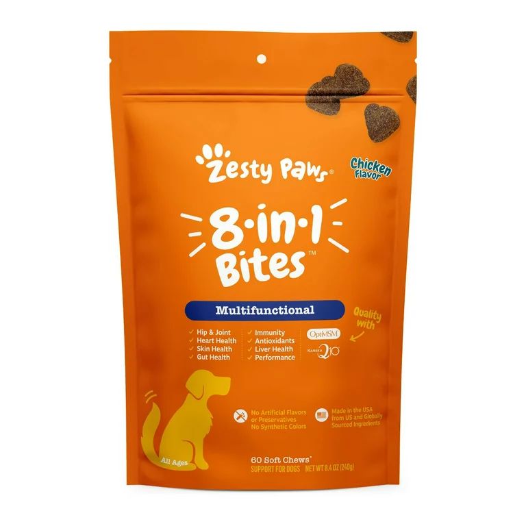 Zesty Paws 8-in-1 Multivitamin Bites for Dogs, Chicken Flavor, 60 Count - Walmart.com | Walmart (US)