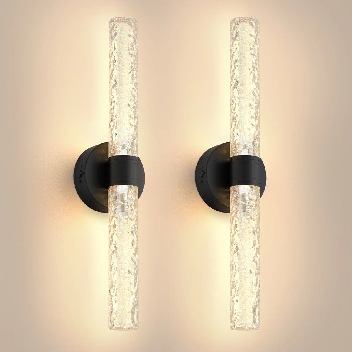 21 In. 2-Light Stone Texture Armed Wall Sconce Rechargeable Acrylic Wallchiere (Set of 2) | Wayfair North America