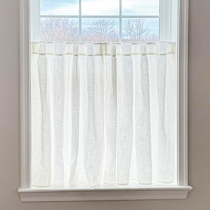 Piper Classics Elizabeth Ruffled Tiers, Set/2, 36" L x 36" W Antique White, Semi-Sheer, Cottage F... | Amazon (US)