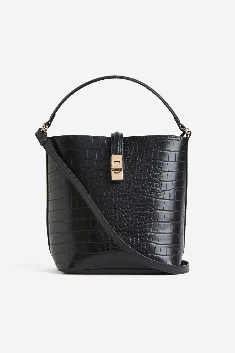 Crossbody Bag - Black/crocodile-patterned - Ladies | H&M US | H&M (US + CA)