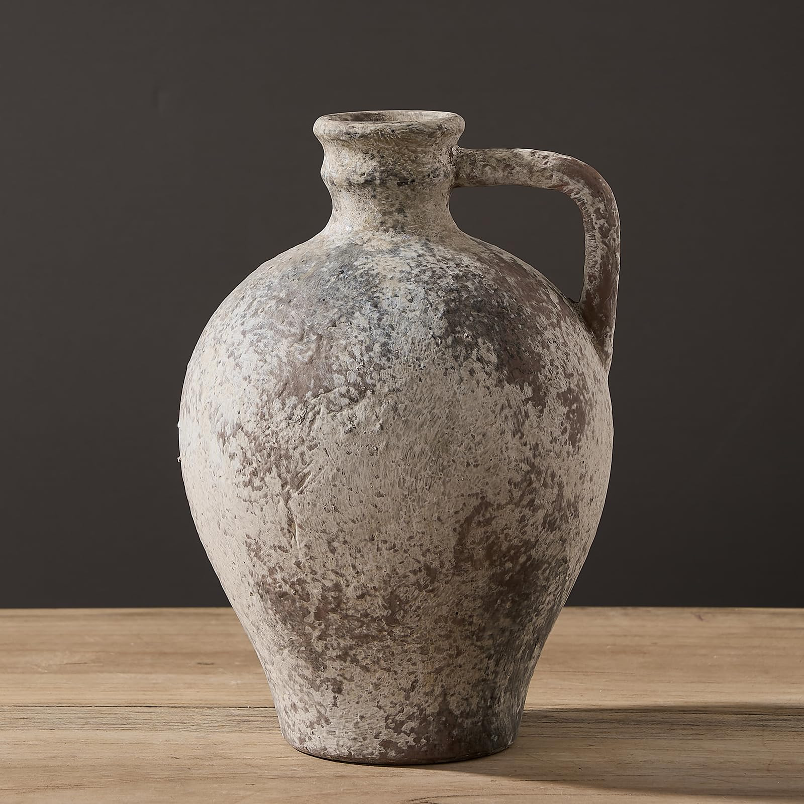 LUKA Ceramic Rustic Farmhouse Vase,8.25 inch Terracotta Vase with Handle,Neutral Clay Pot Vases Decorative Vase for Living Room,Table,Shelf Decor(Brown,M) | Amazon (US)