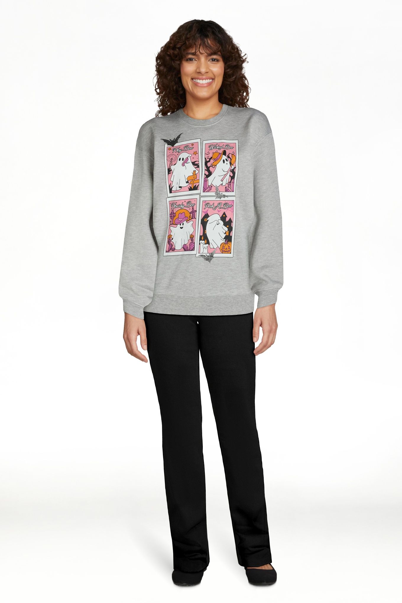 Halloween Women’s Multi Boo Graphic Sweatshirt, Sizes XXS-XXL | Walmart (US)