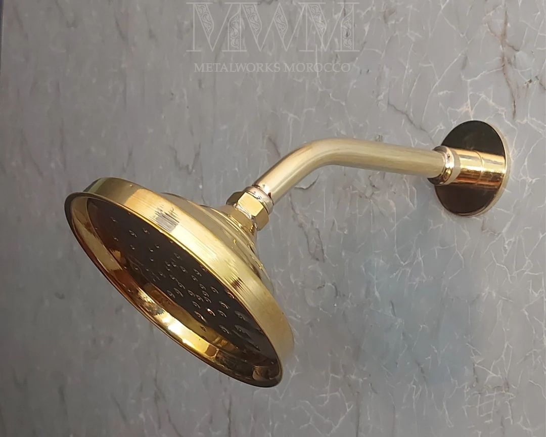 Unlacquered Brass Standard Shower Arm Extension With Shower - Etsy | Etsy (US)