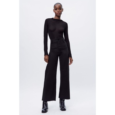 ZARA HIGH-WAISTED ZW SAILOR STRAIGHT JEANS Black Size 6 | eBay US