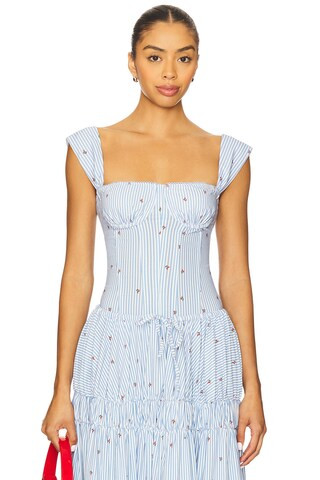 Ruched Cup Corset in Sky Multi | Revolve Clothing (Global)