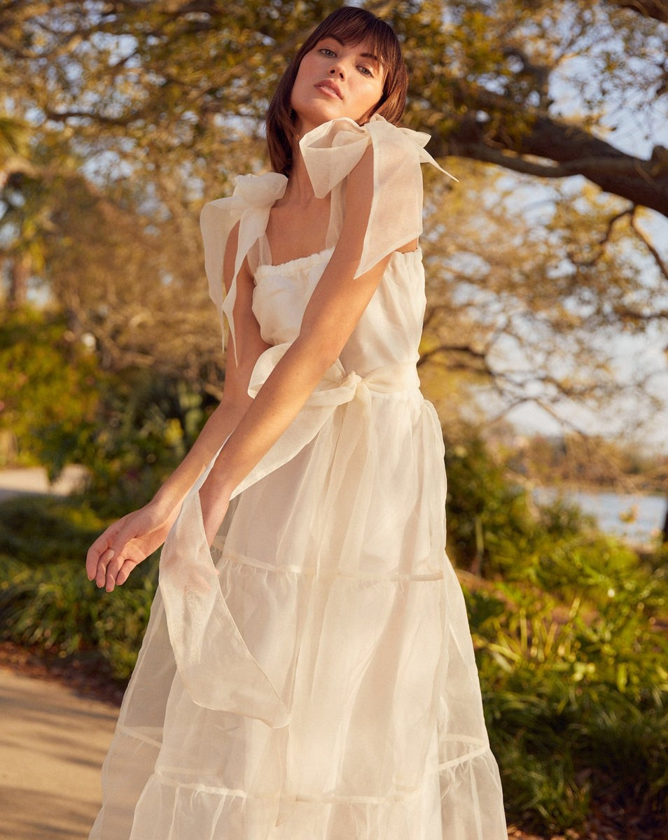 Annabel Sun Dress| Hand~Dyed Silk Organza / Ivory | SUE SARTOR