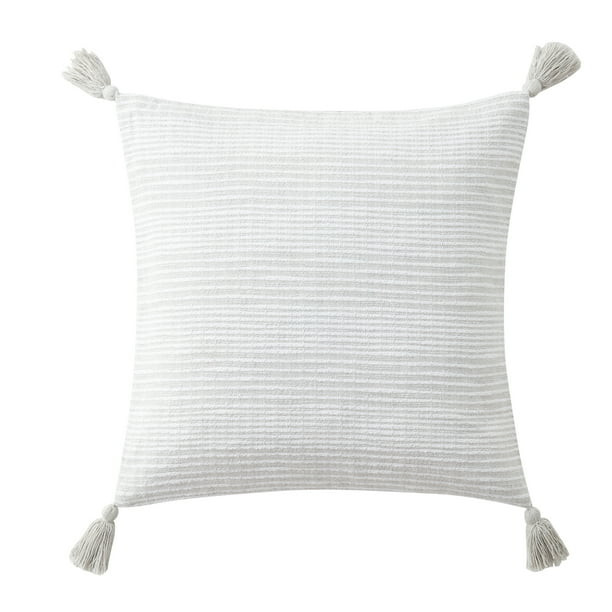 My Texas House Aster 22" x 22" Farmhouse Grey Woven Tassel Cotton Square Decorative Pillow Cover ... | Walmart (US)