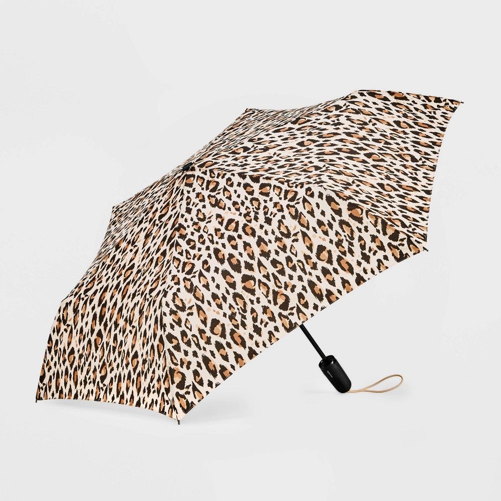 ShedRain Auto Open Auto Close Compact Umbrella - Tan Leopard Print | Target