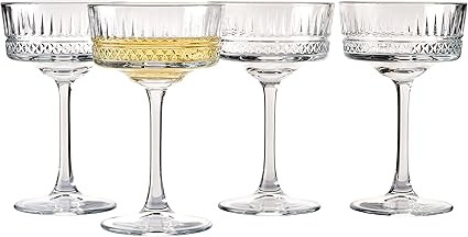 Pasabahce Vintage Coupe Glasses Set Of 4 - Exclusive Champagne, Cocktail, Martini, Wine Glasses -... | Amazon (US)