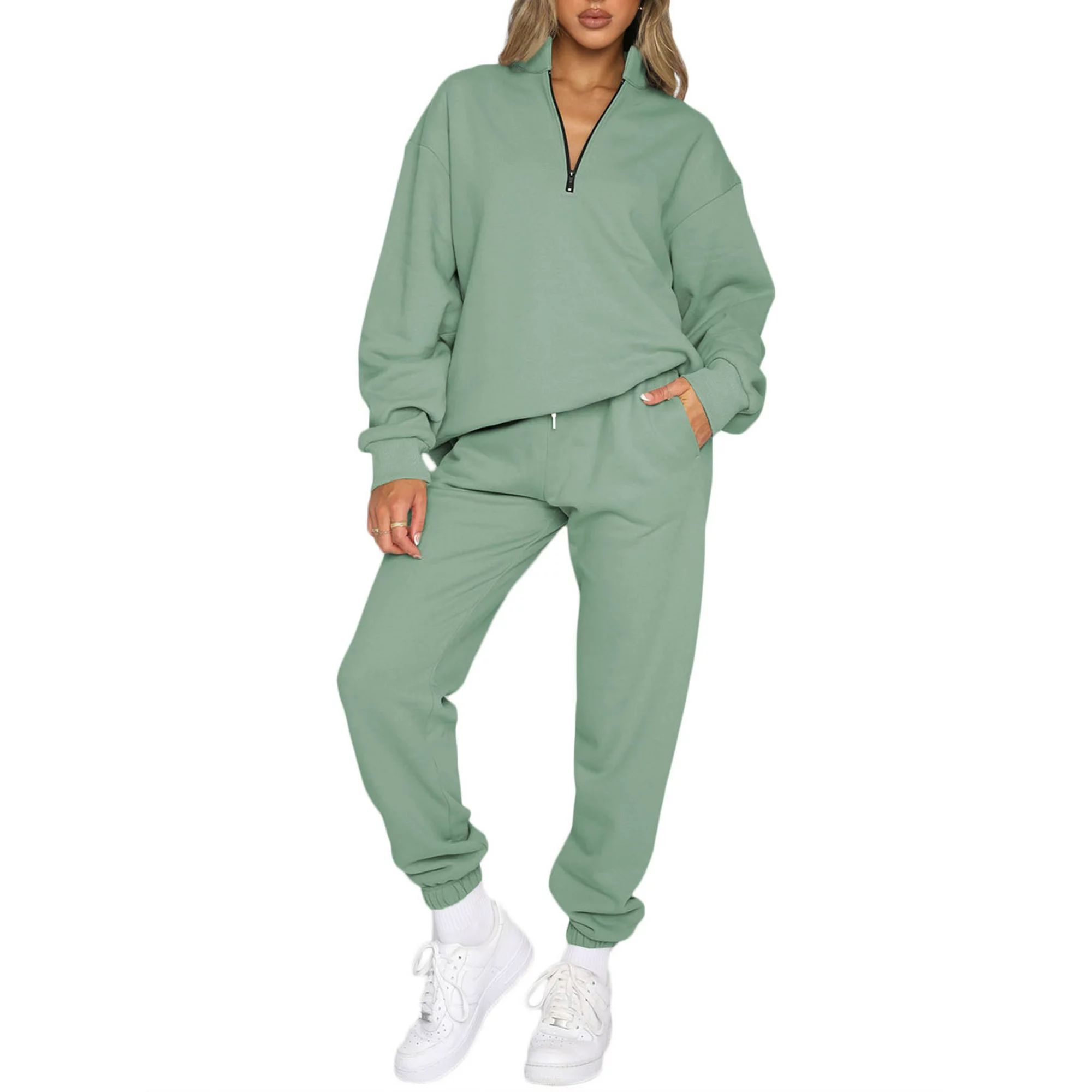 Aleumdr Women's Lounge Sets Long Sleeve Pullover Long Sweatpants Two Piece Outfit Tracksuit Sweat... | Walmart (US)