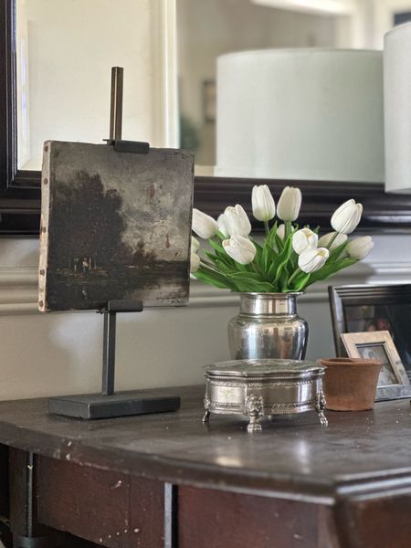 Faux tulips, white tulips, real touch tulips, tabletop art easel, pottery barn look for less 

#LTKhome #LTKstyletip #LTKfindsunder50
