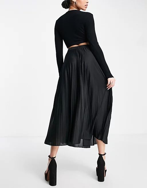 ASOS DESIGN pleated midi skirt in black | ASOS (Global)
