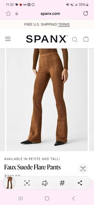 SPANX Faux Suede Flare Pants Pull On Stretchy Slimming Brown Caramel 2X Tall  | eBay | eBay US