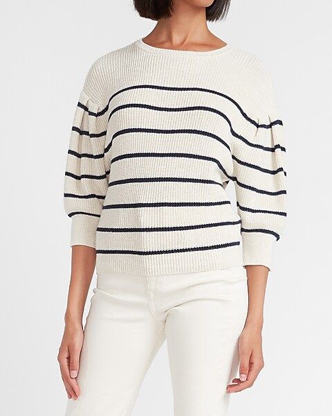 Ribbed Puff Sleeve Sweater | Express