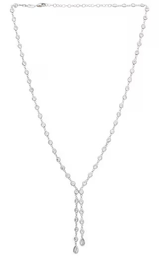 Bezel Lariat Necklace in Silver | Revolve Clothing (Global)