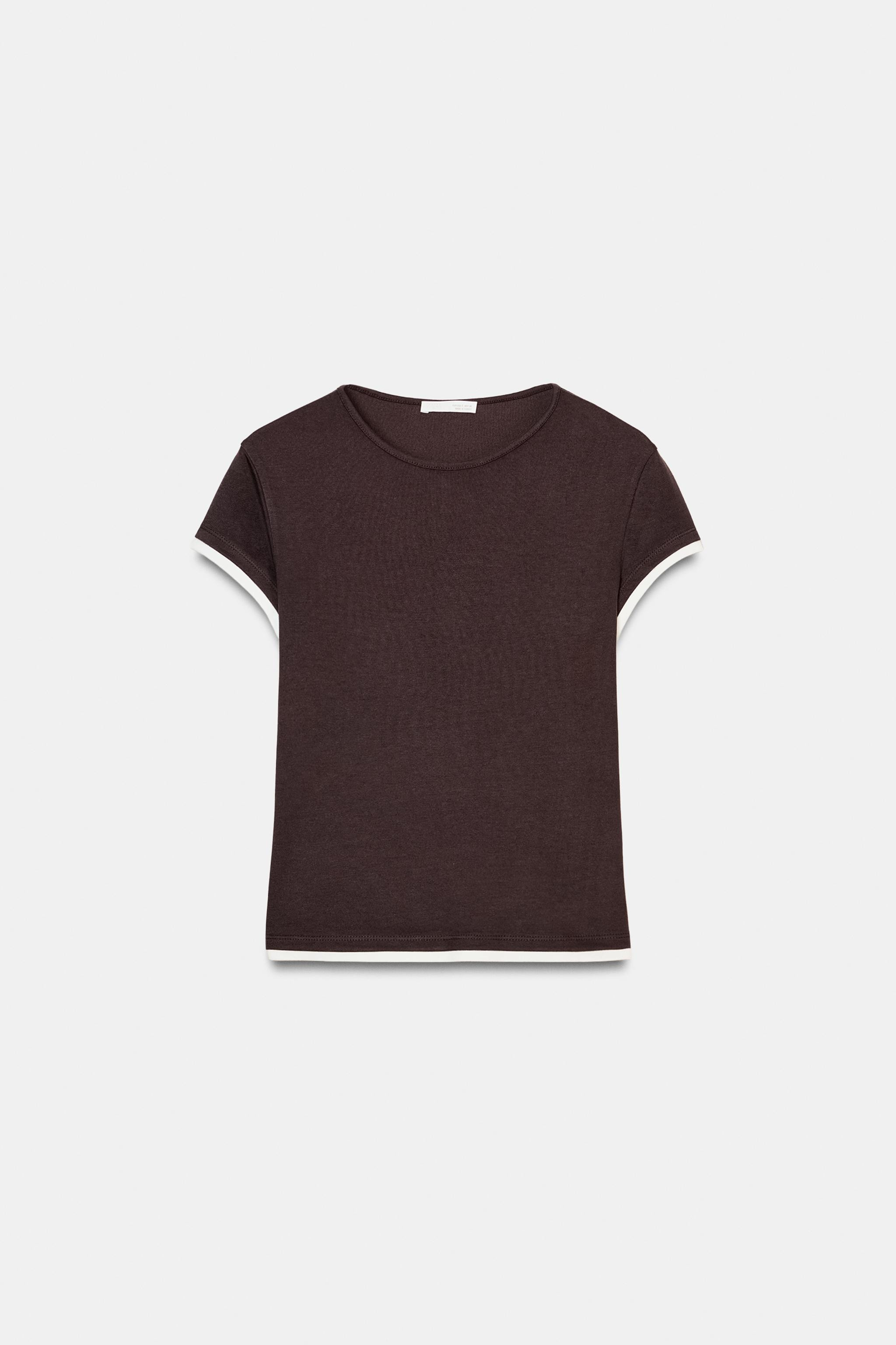 CONTRAST PIPING T-SHIRT | Zara US