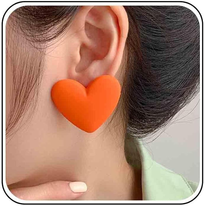 Vintage Red Acrylic Heart Earrings Large Heart Love Stud Earrings Red Resin Heart Earrings Acryli... | Amazon (US)