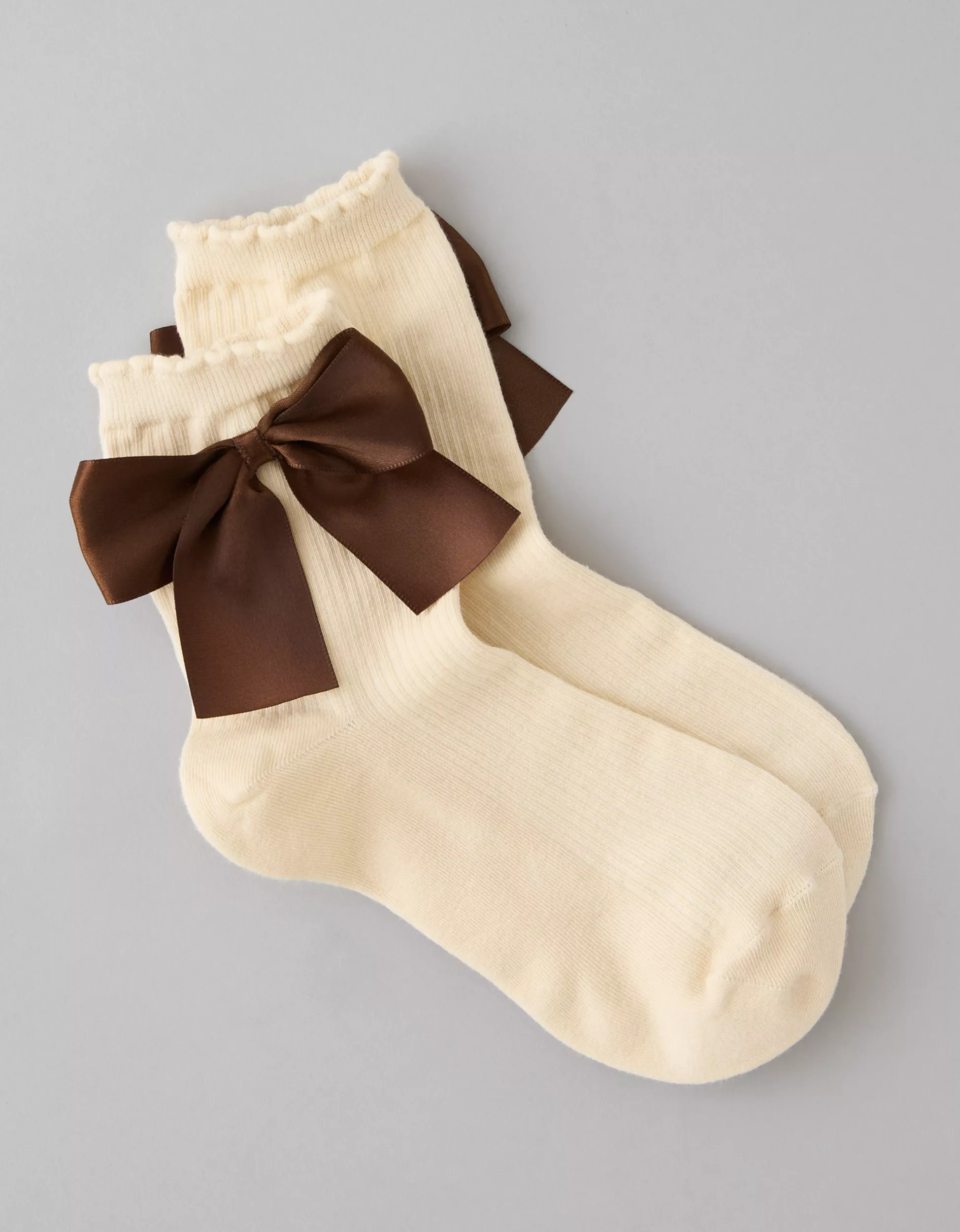 AE Satin Bow Cropped Crew Socks | American Eagle Outfitters (US & CA)