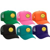 Smile Face - Embroidered Patch Trucker Hat, Happy Face Smile Patch, Colorful Hat | Etsy (US)